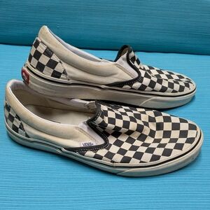 Vans Checkerboard Slip-On Sneakers - Black & White - Men's 10/Women's 11.5